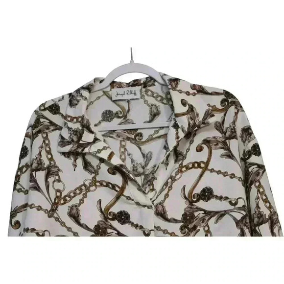 Joseph Ribkoff Blouse Size 10 Equestrian Gold Chain Career Business Casual - Picture 3 of 13